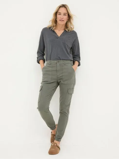 Women Fatface Pants and Leggings Hythe Grey Cargo Trousers