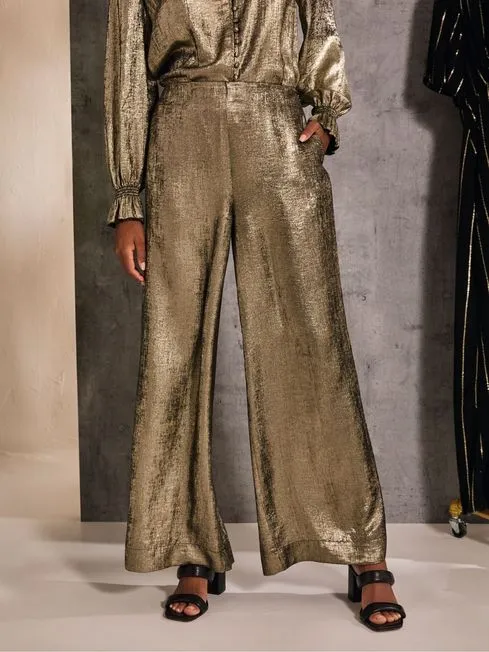 Women Fatface Pants and Leggings Sofia Gold Metallic Trousers