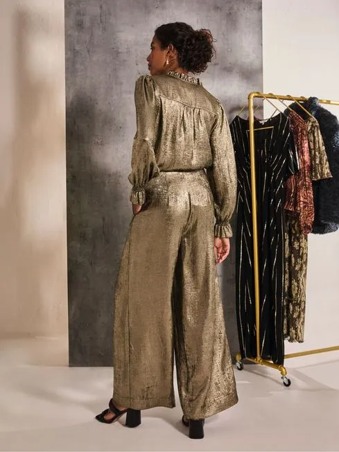 Women Fatface Pants and Leggings Sofia Gold Metallic Trousers