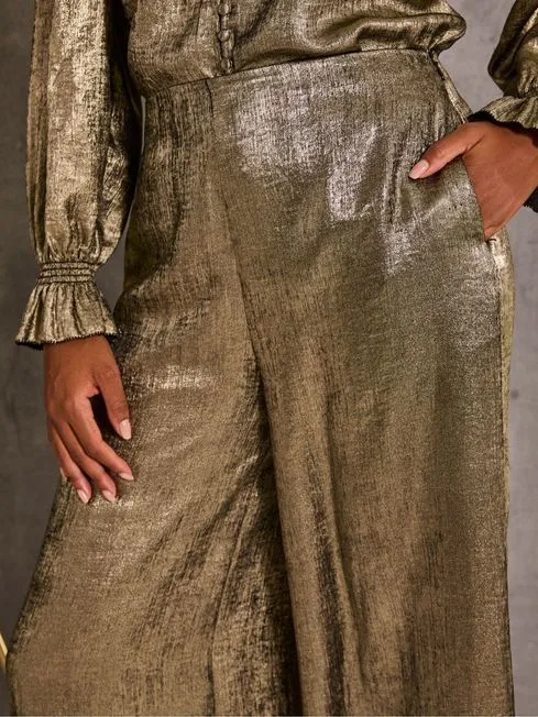 Women Fatface Pants and Leggings Sofia Gold Metallic Trousers