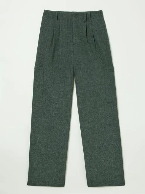 Women Fatface Pants and Leggings Wessex Dark Green Wide Leg Trousers