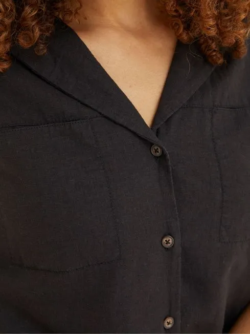 Women Fatface Shirts and Blouses Black Linen Blend Val Shirt Women Fatface Shirts and Blouses Black Linen Blend Val Shirt