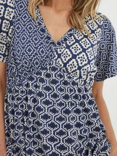 Women Fatface Shirts and Blouses Blue Frankie Patchwork Geo Blouses Women Fatface Shirts and Blouses Blue Frankie Patchwork Geo Blouses