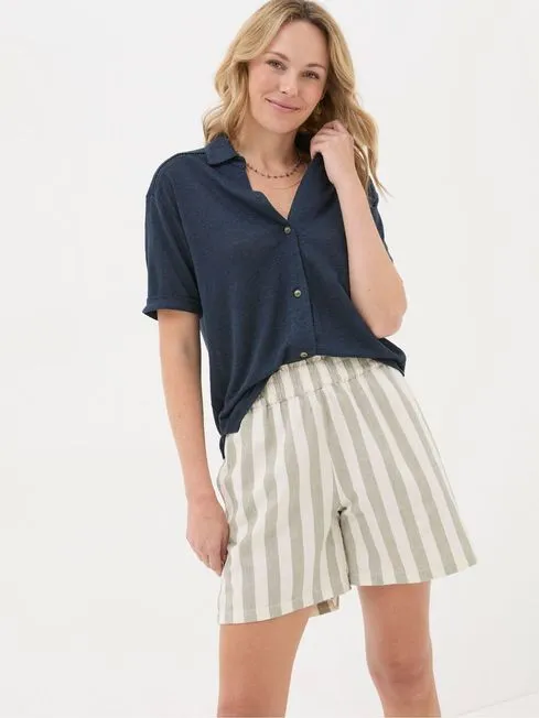 Women Fatface Shirts and Blouses Blue Linen Shirt
