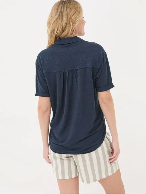 Women Fatface Shirts and Blouses Blue Linen Shirt Women Fatface Shirts and Blouses Blue Linen Shirt