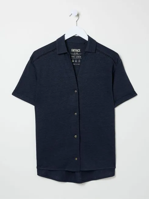 Women Fatface Shirts and Blouses Blue Linen Shirt Women Fatface Shirts and Blouses Blue Linen Shirt