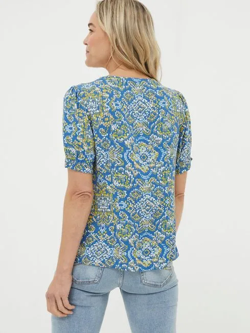 Women Fatface Shirts and Blouses Blue Savannah Aztec Texture Blouse Women Fatface Shirts and Blouses Blue Savannah Aztec Texture Blouse