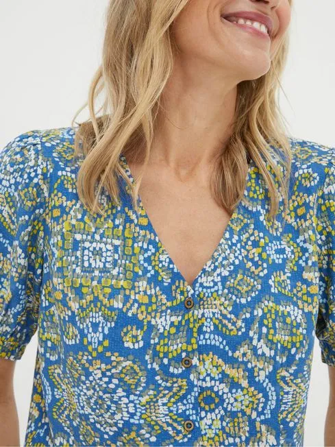 Women Fatface Shirts and Blouses Blue Savannah Aztec Texture Blouse Women Fatface Shirts and Blouses Blue Savannah Aztec Texture Blouse