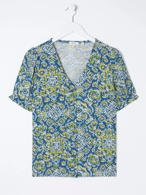 Women Fatface Shirts and Blouses Blue Savannah Aztec Texture Blouse Women Fatface Shirts and Blouses Blue Savannah Aztec Texture Blouse
