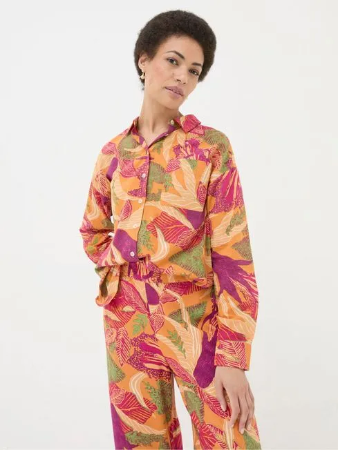 Women Fatface Shirts and Blouses Carolin Orange Tropical Floral Shirt