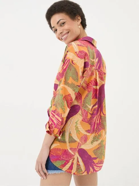 Women Fatface Shirts and Blouses Carolin Orange Tropical Floral Shirt