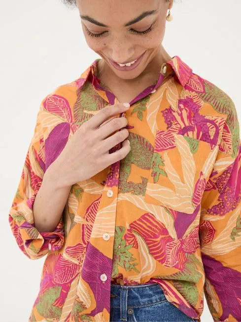 Women Fatface Shirts and Blouses Carolin Orange Tropical Floral Shirt