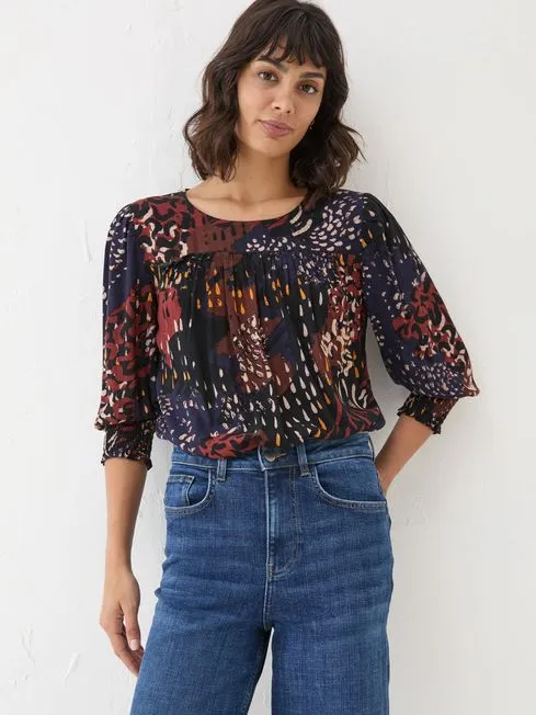 Women Fatface Shirts and Blouses Multi Shelly Animal Blouse