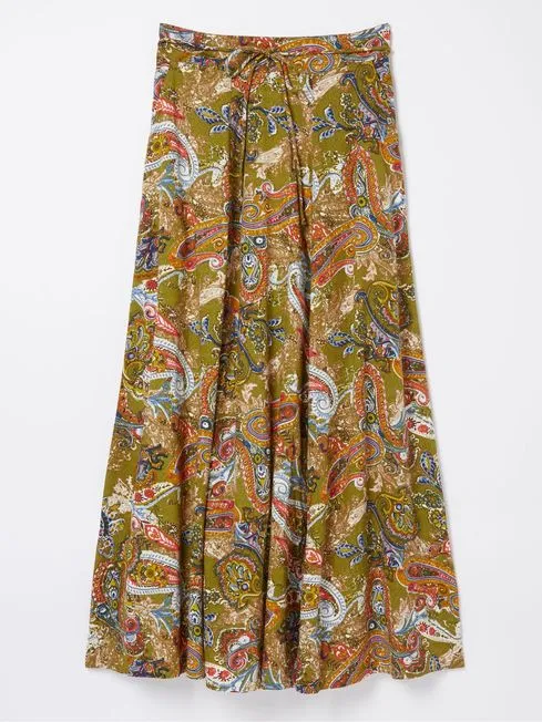 Women Fatface Skirts Amelie Green Prairie Paisley Midi Skirt