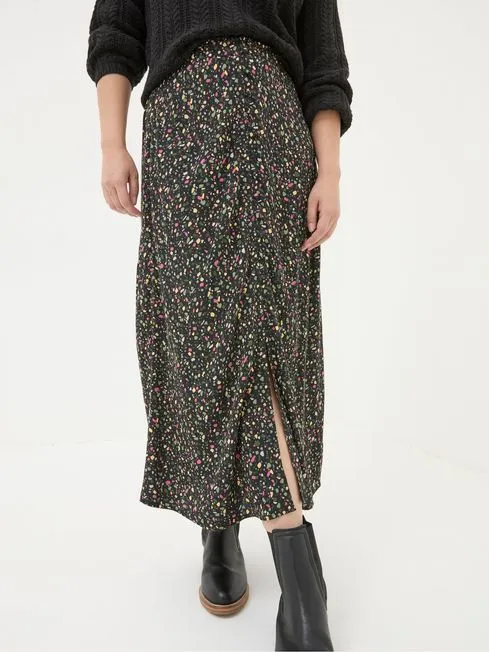 Women Fatface Skirts Arabella Black Ditsy Midi Skirt