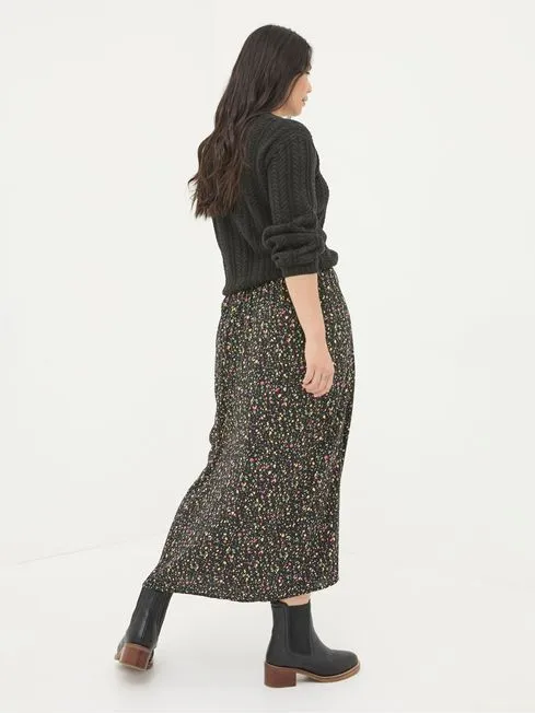 Women Fatface Skirts Arabella Black Ditsy Midi Skirt