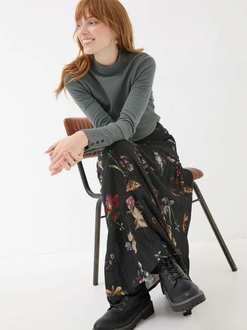 Women Fatface Skirts Black Anika Moonlit Skirt Women Fatface Skirts Black Anika Moonlit Skirt