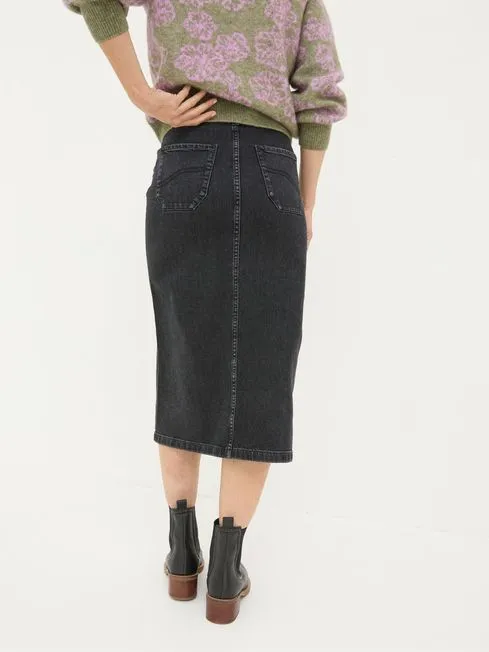 Women Fatface Skirts Darna Black Denim Midi Skirt