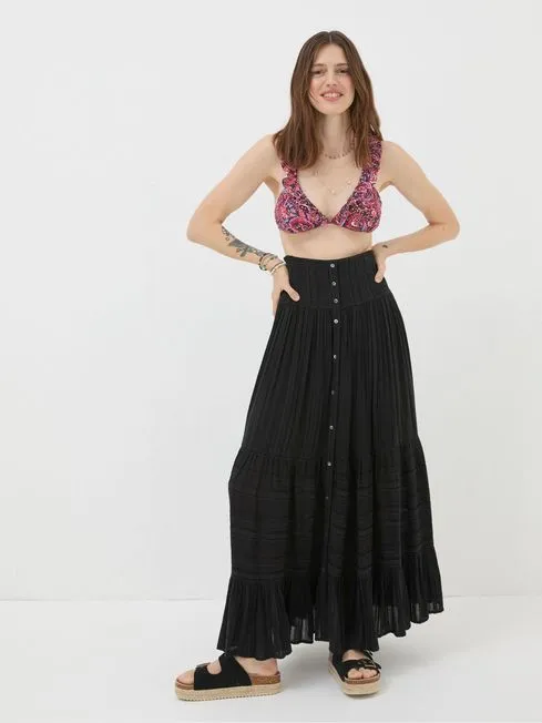 Women Fatface Skirts Rhea Black Beach Maxi Skirt