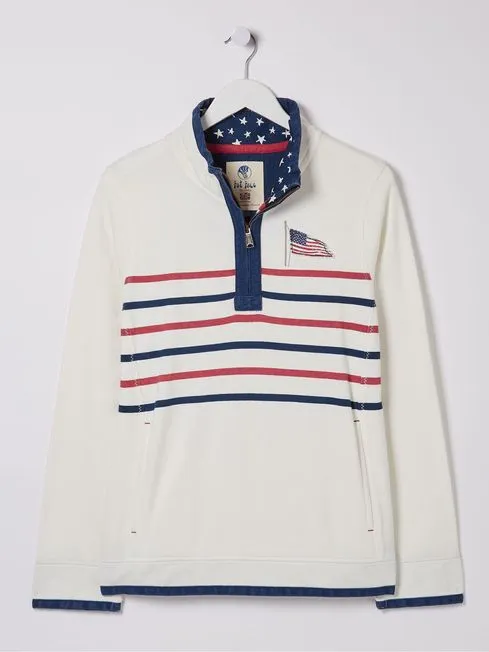 Women Fatface Sweatshirts and Hoodies Airlie Ecru USA Sweat Top