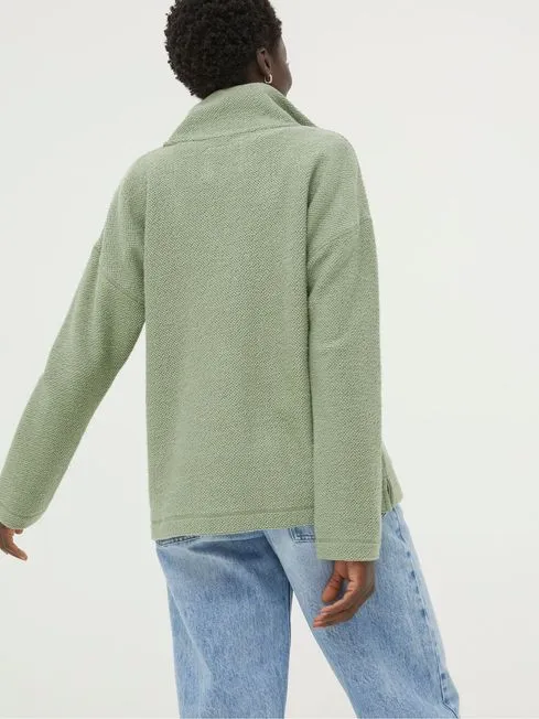 Women Fatface Sweatshirts and Hoodies Thea Green Half Neck Sweatshirt