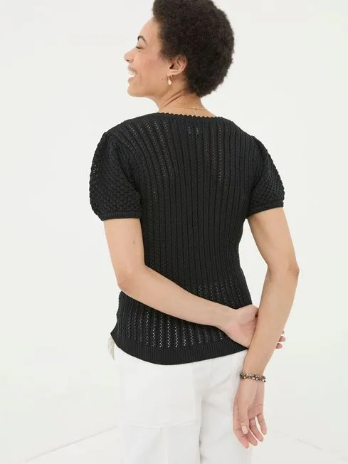Women Fatface Tops and TShirts Ava Black Stitch Knit TShirt Women Fatface Tops and TShirts Ava Black Stitch Knit TShirt