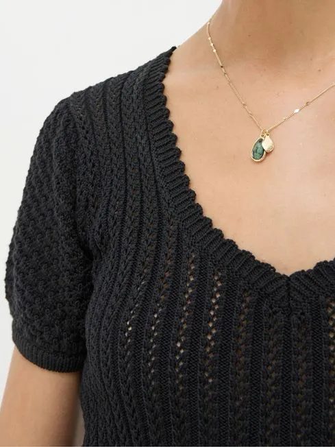 Women Fatface Tops and TShirts Ava Black Stitch Knit TShirt Women Fatface Tops and TShirts Ava Black Stitch Knit TShirt