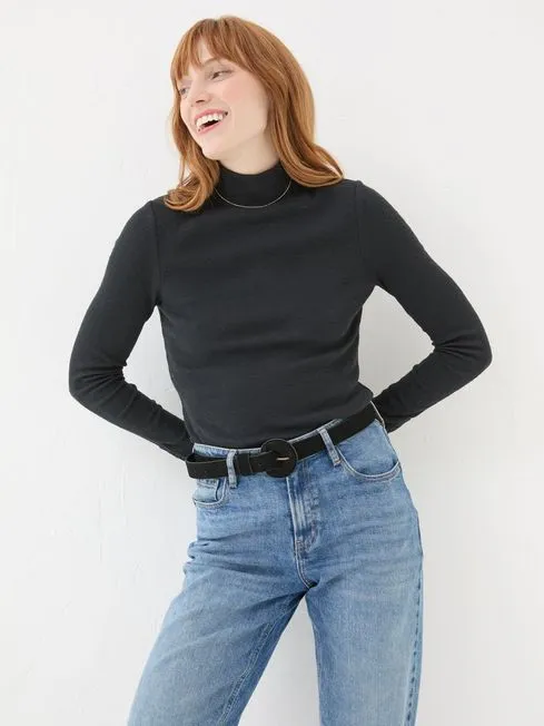 Women Fatface Tops and TShirts Callie Black High Neck Top
