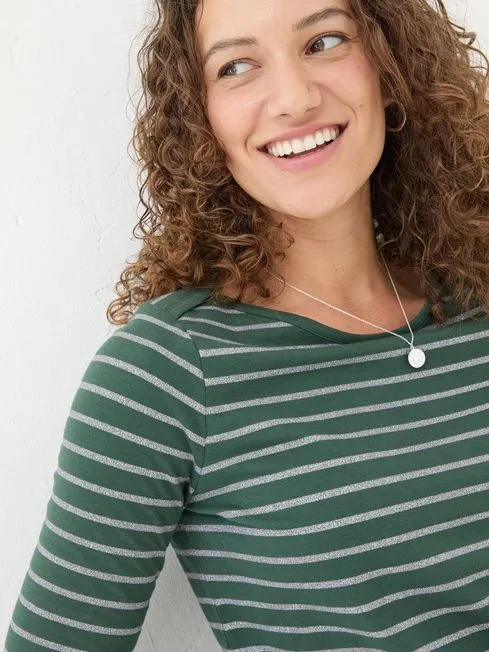 Women Fatface Tops and TShirts Dark Teal Sparkle Breton TShirt Women Fatface Tops and TShirts Dark Teal Sparkle Breton TShirt