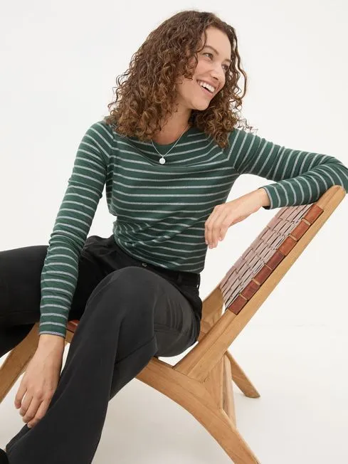 Women Fatface Tops and TShirts Dark Teal Sparkle Breton TShirt Women Fatface Tops and TShirts Dark Teal Sparkle Breton TShirt