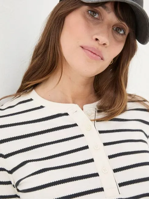 Women Fatface Tops and TShirts Hettie Cream Rib Henley Top Women Fatface Tops and TShirts Hettie Cream Rib Henley Top