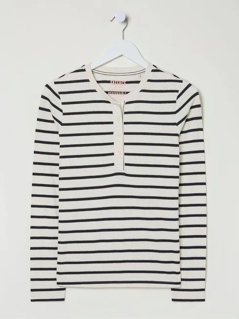 Women Fatface Tops and TShirts Hettie Cream Rib Henley Top Women Fatface Tops and TShirts Hettie Cream Rib Henley Top