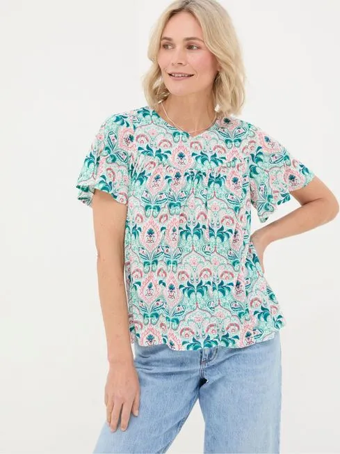 Women Fatface Tops and TShirts Jade Green Mirrored Paisley Top