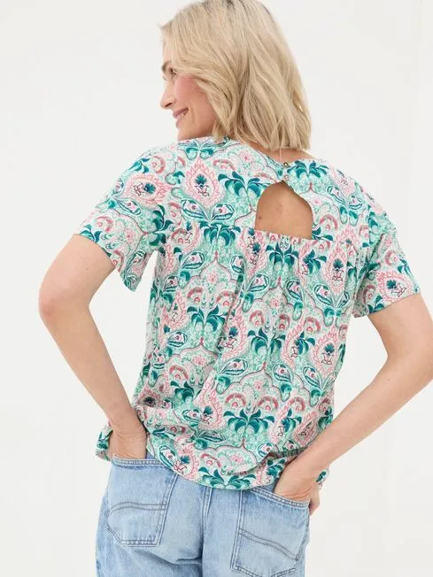 Women Fatface Tops and TShirts Jade Green Mirrored Paisley Top