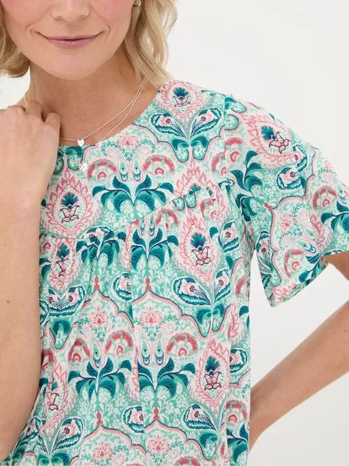 Women Fatface Tops and TShirts Jade Green Mirrored Paisley Top