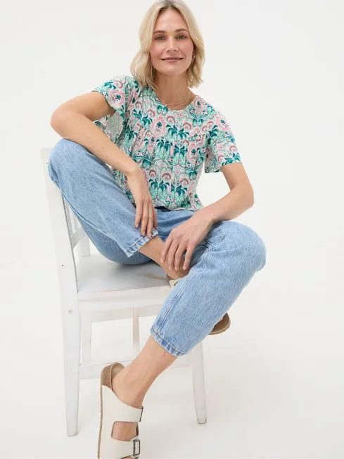 Women Fatface Tops and TShirts Jade Green Mirrored Paisley Top