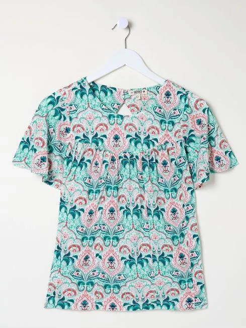 Women Fatface Tops and TShirts Jade Green Mirrored Paisley Top