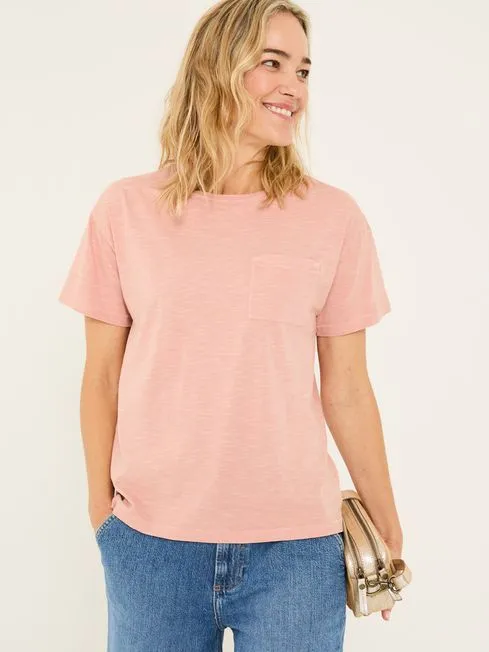 Women Fatface Tops and TShirts Lily Nude Pink 100 Organic Cotton TShirt