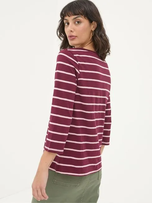 Women Fatface Tops and TShirts Porter Red Organic Cotton Stripe TShirt Women Fatface Tops and TShirts Porter Red Organic Cotton Stripe TShirt