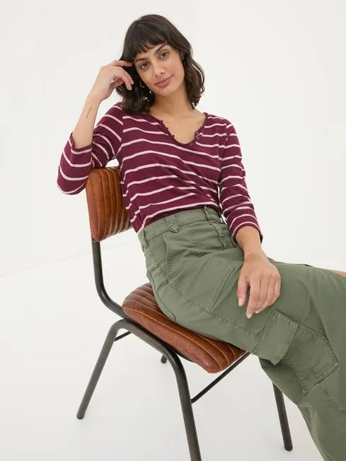 Women Fatface Tops and TShirts Porter Red Organic Cotton Stripe TShirt Women Fatface Tops and TShirts Porter Red Organic Cotton Stripe TShirt