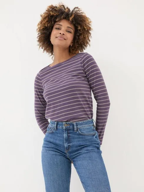 Women Fatface Tops and TShirts Purple Sparkle Breton TShirt
