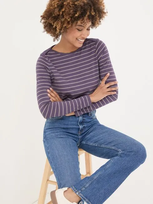 Women Fatface Tops and TShirts Purple Sparkle Breton TShirt Women Fatface Tops and TShirts Purple Sparkle Breton TShirt