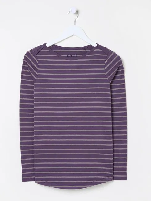 Women Fatface Tops and TShirts Purple Sparkle Breton TShirt Women Fatface Tops and TShirts Purple Sparkle Breton TShirt