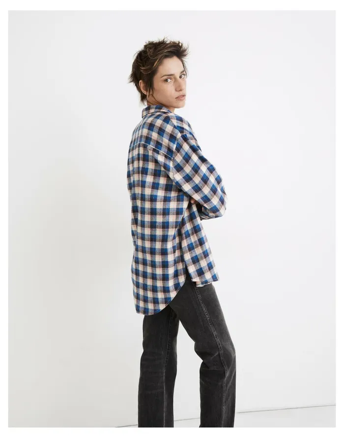 Women Flannel Sunday Shirt In Delgany Plaid Blue Shadow Madewell Tops and Shirts Women Flannel Sunday Shirt In Delgany Plaid Blue Shadow Madewell Tops and Shirts