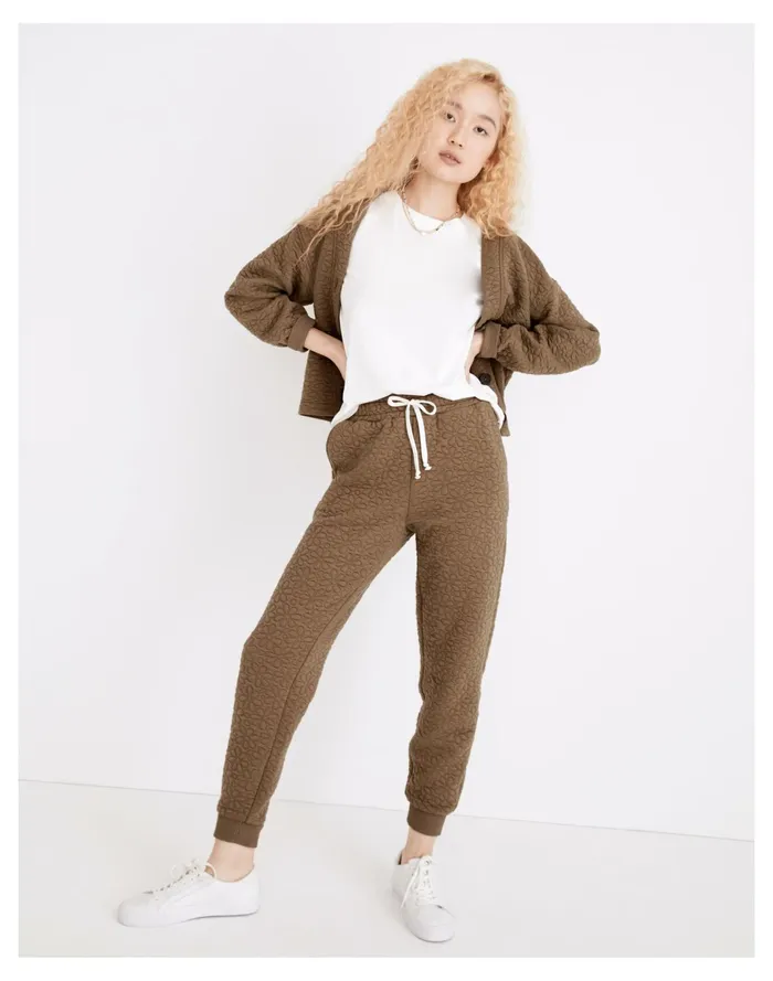 Women Flower Puff Jacquard Retro Sweatpants Distant Surplus Madewell Tees