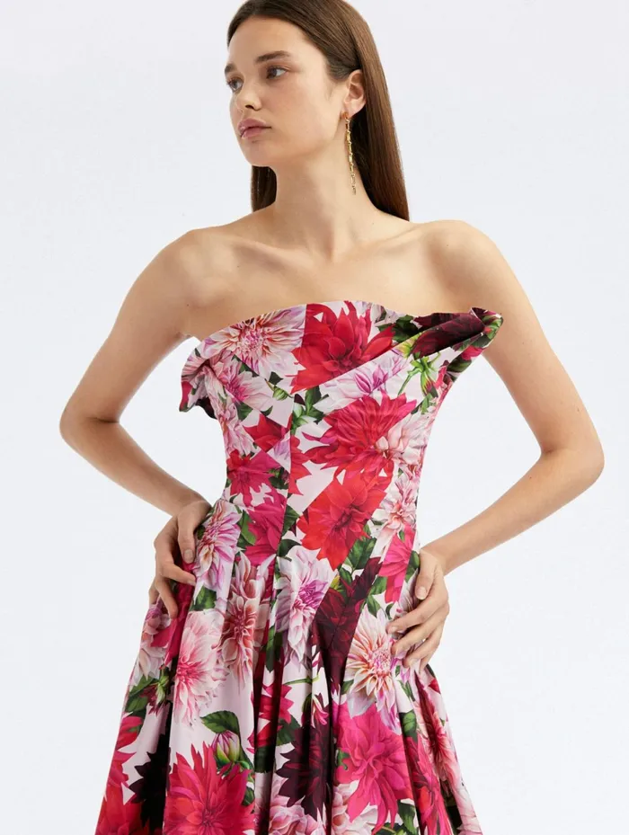 Women For The Bride Oscar De La Renta Drape Detail Dahlia Cotton Poplin Dress Pink Multi Women For The Bride Oscar De La Renta Drape Detail Dahlia Cotton Poplin Dress Pink Multi