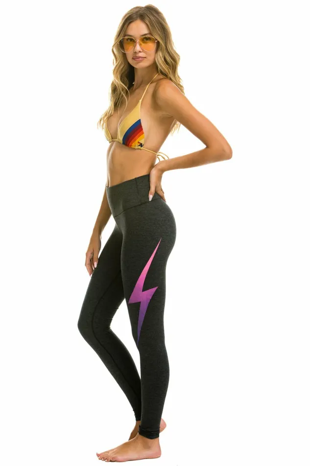 Women FULL LENGTH HIRISE BOLT FADE LEGGINGS 8211 CHARCOAL PINK PURPLE Aviator Nation Leggings Women FULL LENGTH HIRISE BOLT FADE LEGGINGS 8211 CHARCOAL PINK PURPLE Aviator Nation Leggings