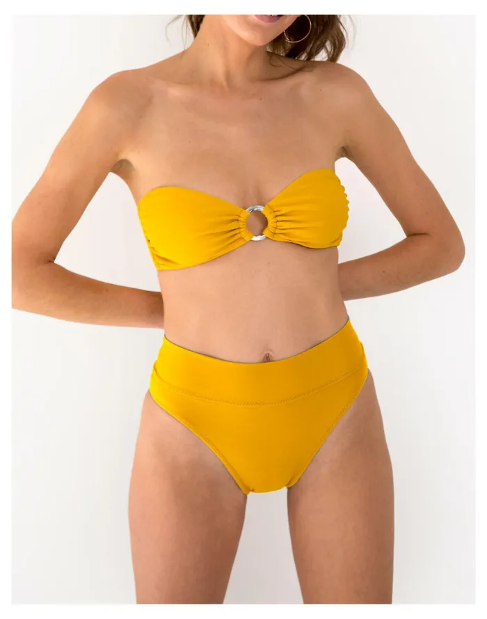 Women GALAMAAR Mia Ring Bikini Top Pale Chamois Madewell Swim