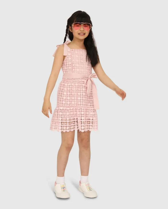 Women Girls Belle and Bloom Rosy Mini Lace Dress 8211 Dusty Rose