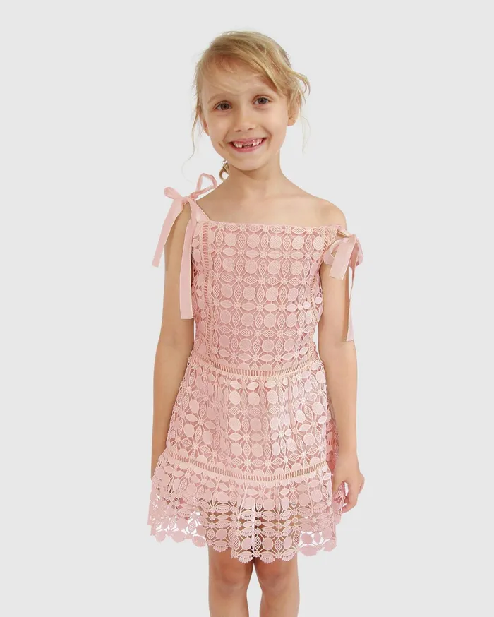 Women Girls Belle and Bloom Rosy Mini Lace Dress 8211 Dusty Rose
